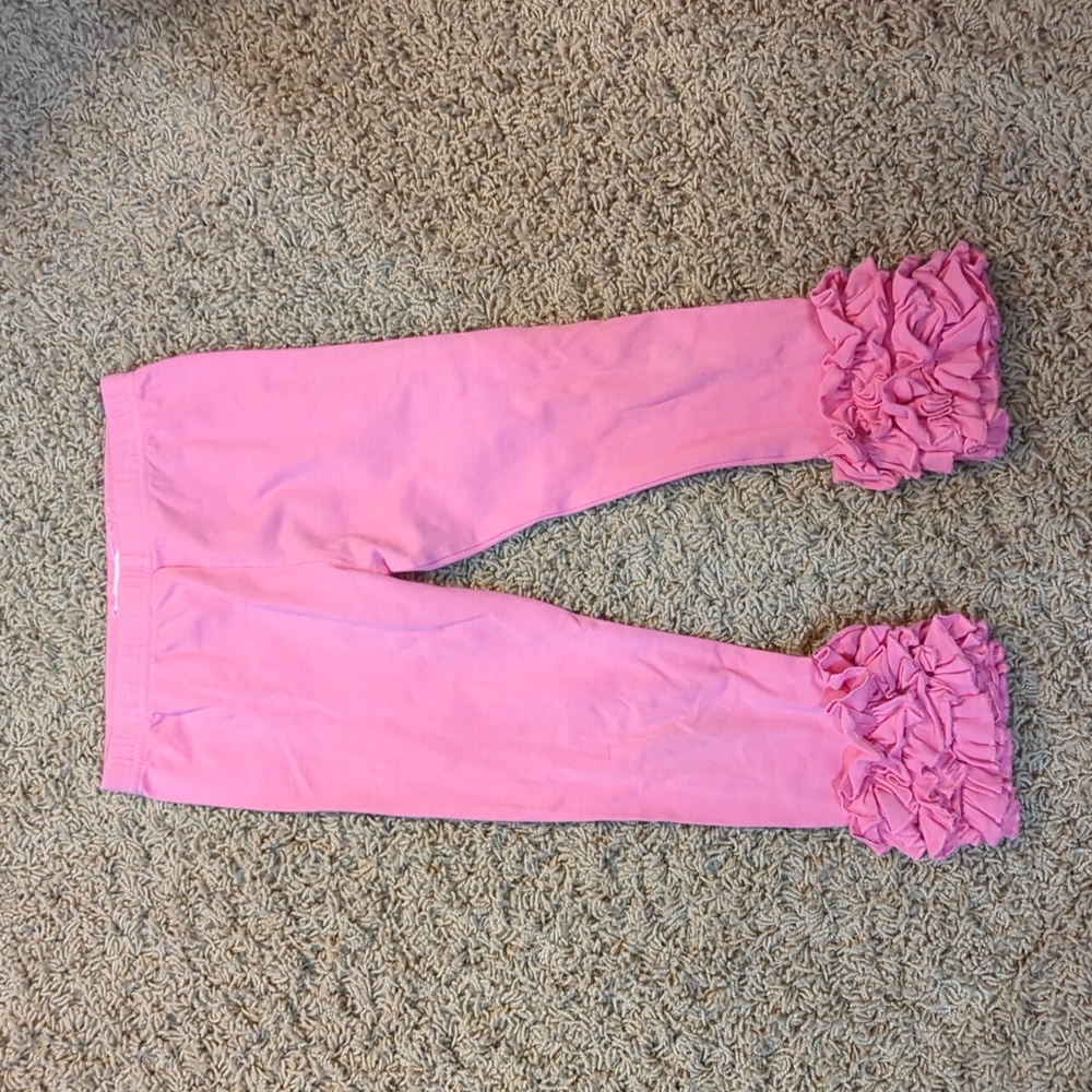 Pearls and pigtails pink ruffled leggings, size 6